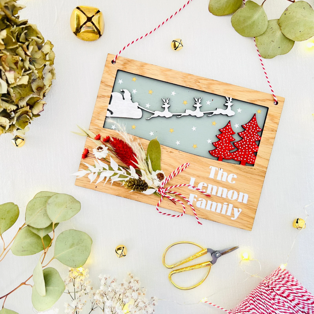 Santa in the Sky Family Sign