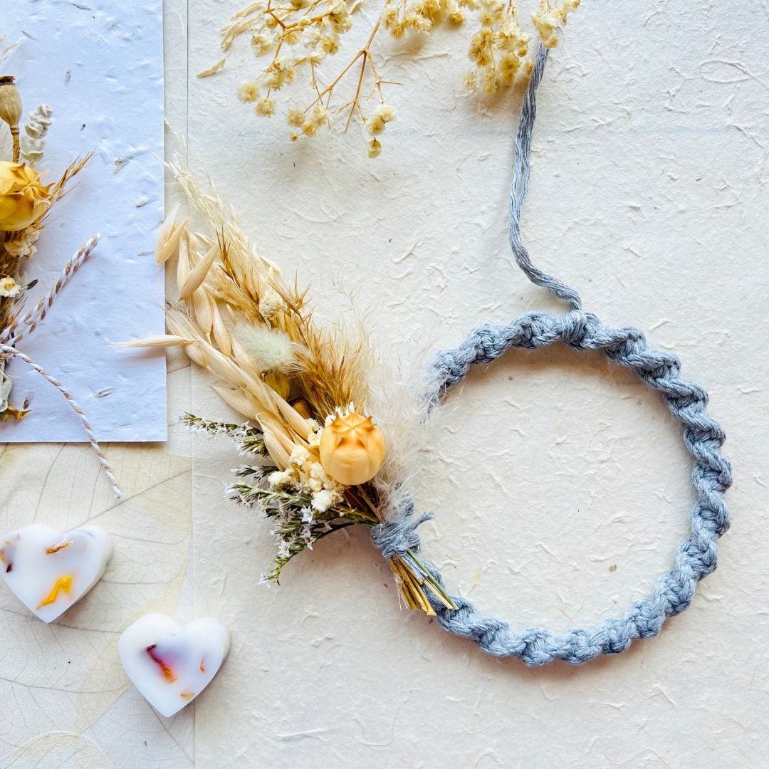 Slate Grey mini dried flower wreath Gift Box