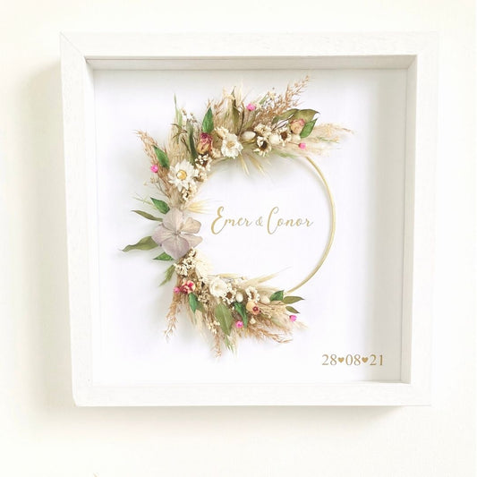 Dried Flower Wedding  Gift - Wreath Keepsake Frame