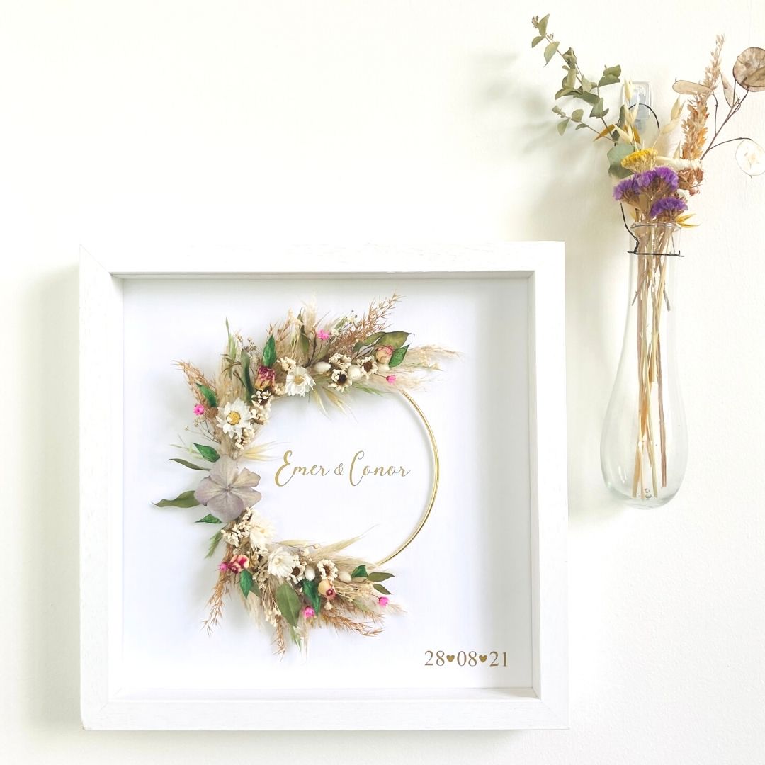 Dried Flower Wedding Gift - Wreath Keepsake Frame