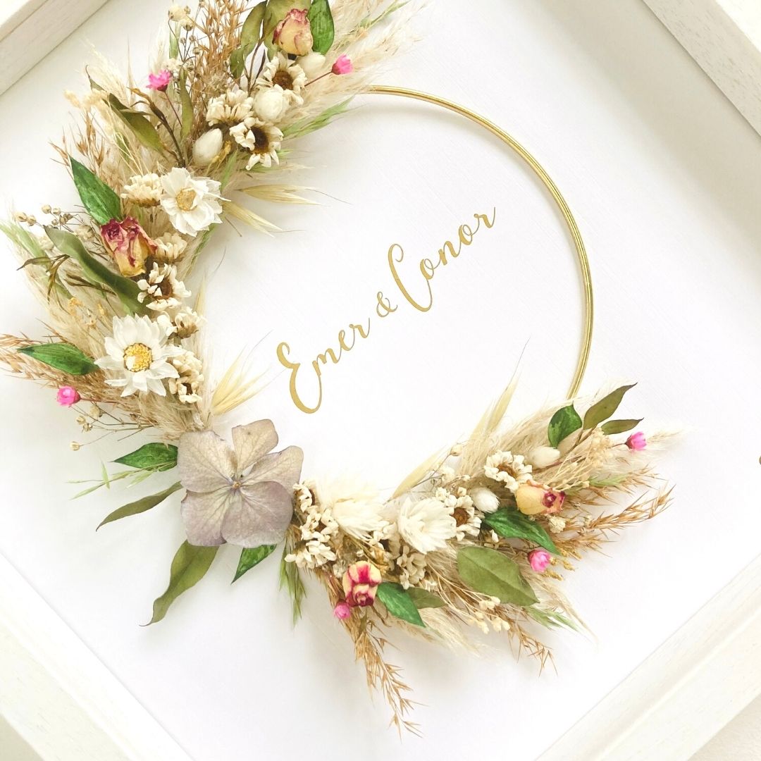 Dried Flower Wedding Gift - Wreath Keepsake Frame