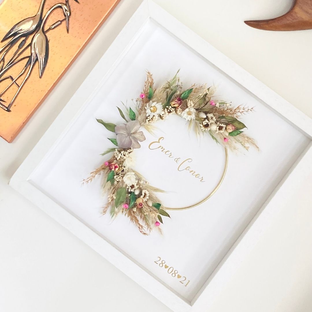 Dried Flower Wedding Gift - Wreath Keepsake Frame