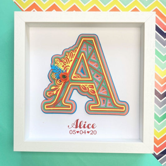 Layered Initial Design Rainbow Coloured Frame Rainbow Coloured Frame StudioEight.ie 